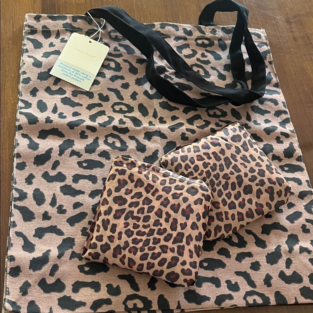 All bags shown - Primark leopard packable leopard tote bags